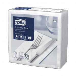 Tork Soft fehér Dinner szalvéta, 1/8 hajtogatás, 100 db/csomag, 12 csomag/karton