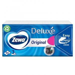 Zewa Deluxe Original papír zsebkendő, illatmentes, 3 rétegű, 90 db/csomag