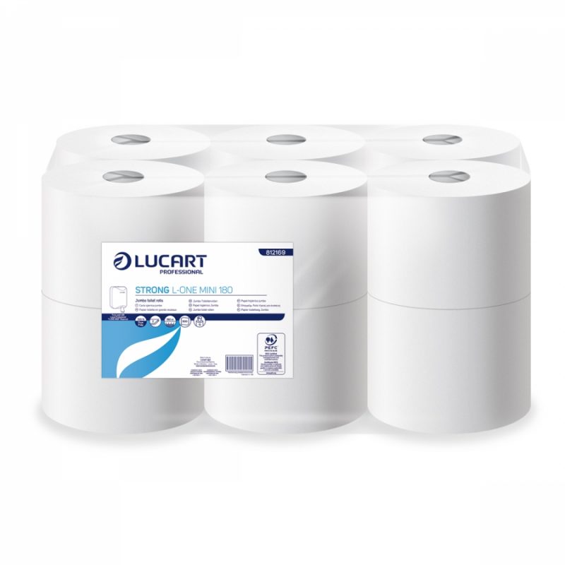 Lucart Strong L-One Mini hófehér toalettpapír, 12 tekercs/csomag